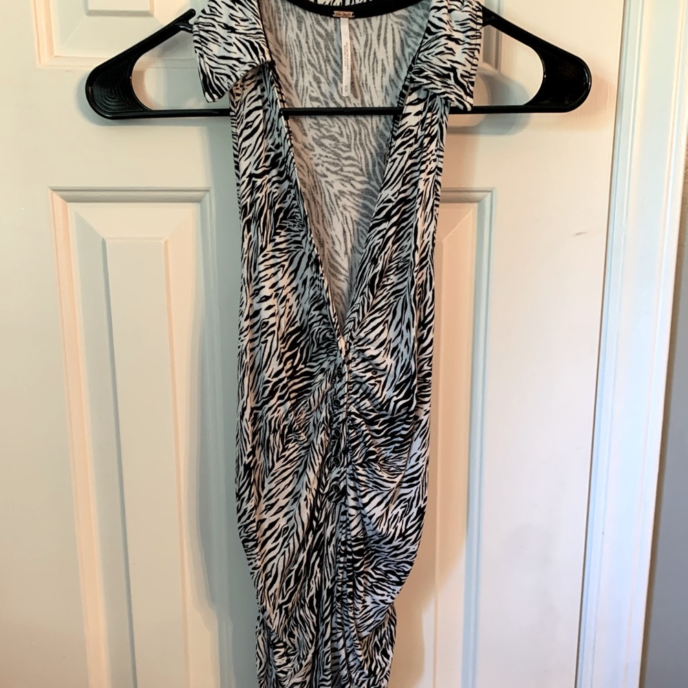 Blouse/Top by Free People Zebra Sz Med Racerback